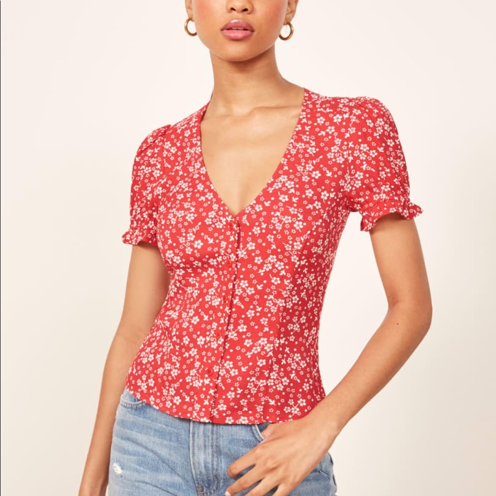Reformation Allegra Top Red L